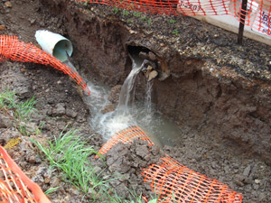 broken stormwater  pipes in station street in fron t of woolworths site